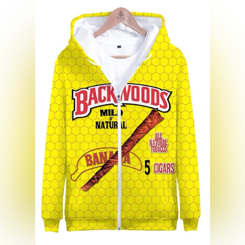 Backwoods | Hooded | 3D | Digital Printing | Men  | Yellow | Size Large